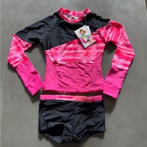 Limeapple Vibrant Pink and Black Swim Rashguard Sz 7